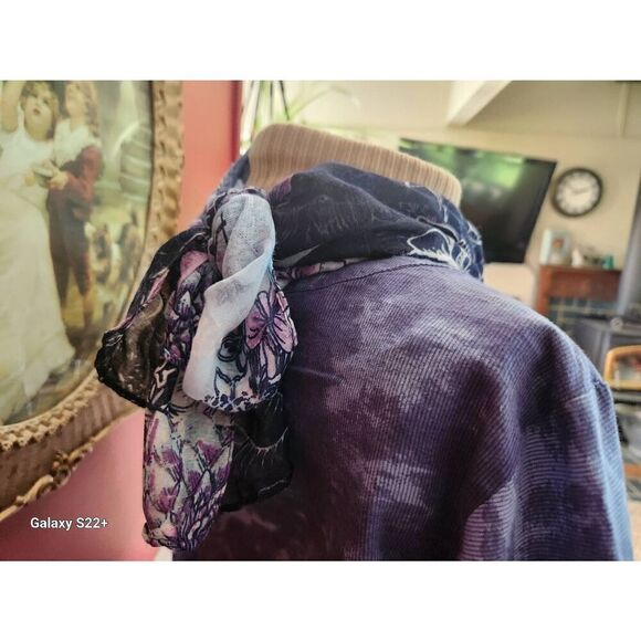 Scarf in Blues and Purples 70×13" - Picture 6 of 11